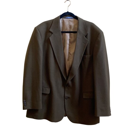 Haggar Mens Brown/Green Wool Jacket Gentlemans Fit Imperial Style 46R - Picture 1 of 8